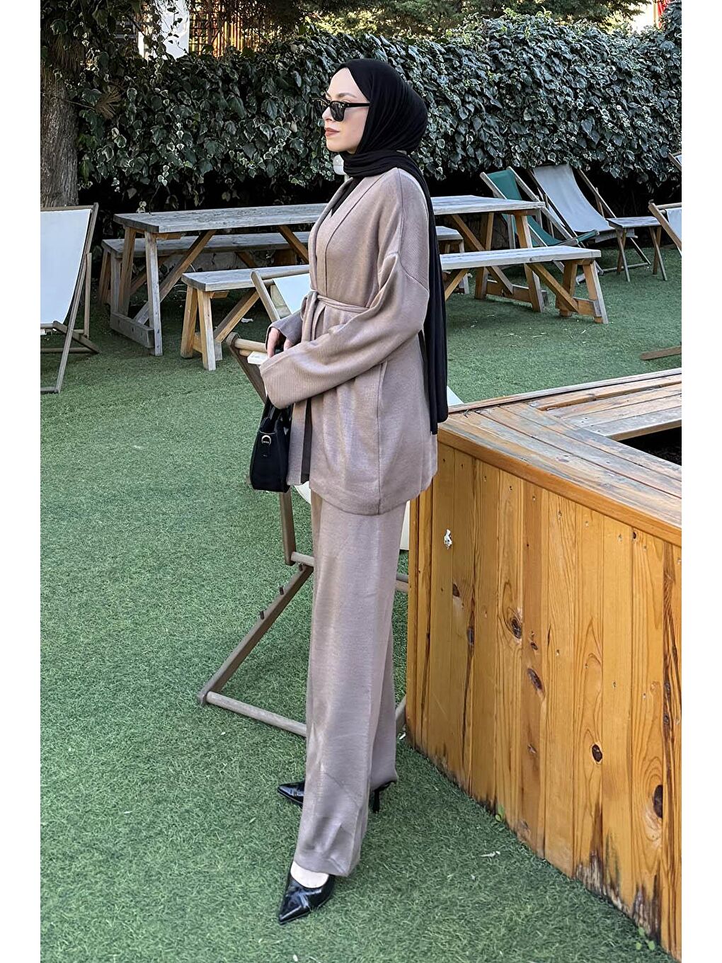 Kahverengi Üçlü Triko Takım Soft Kahve-1