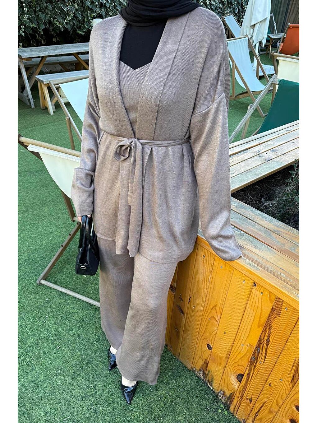 Kahverengi Üçlü Triko Takım Soft Kahve-2