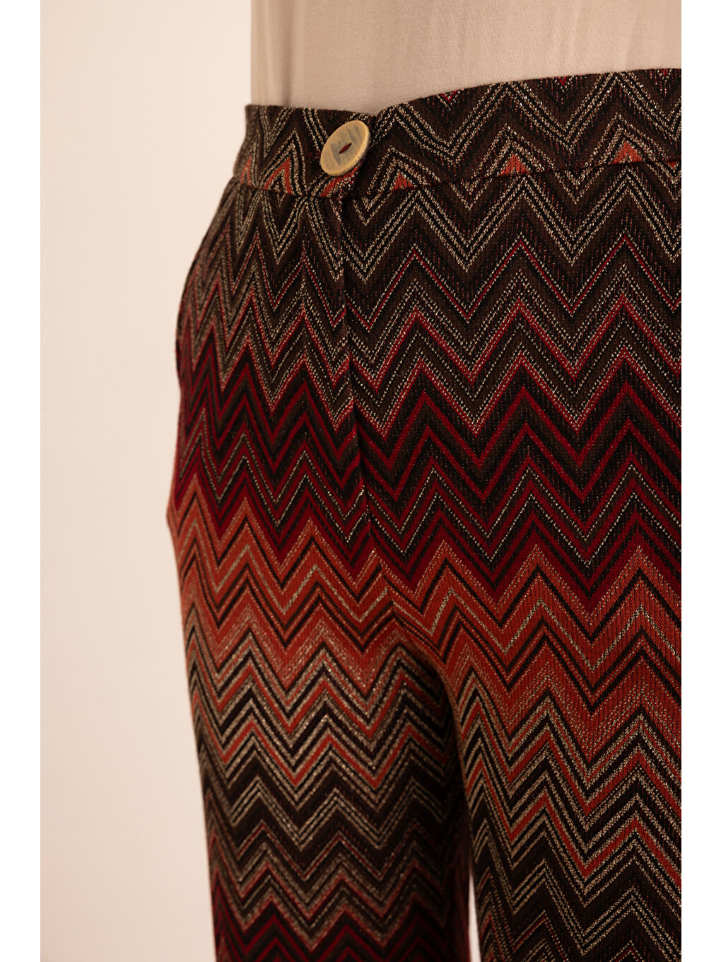 Kahverengi Desenli Örme Pantolon-3