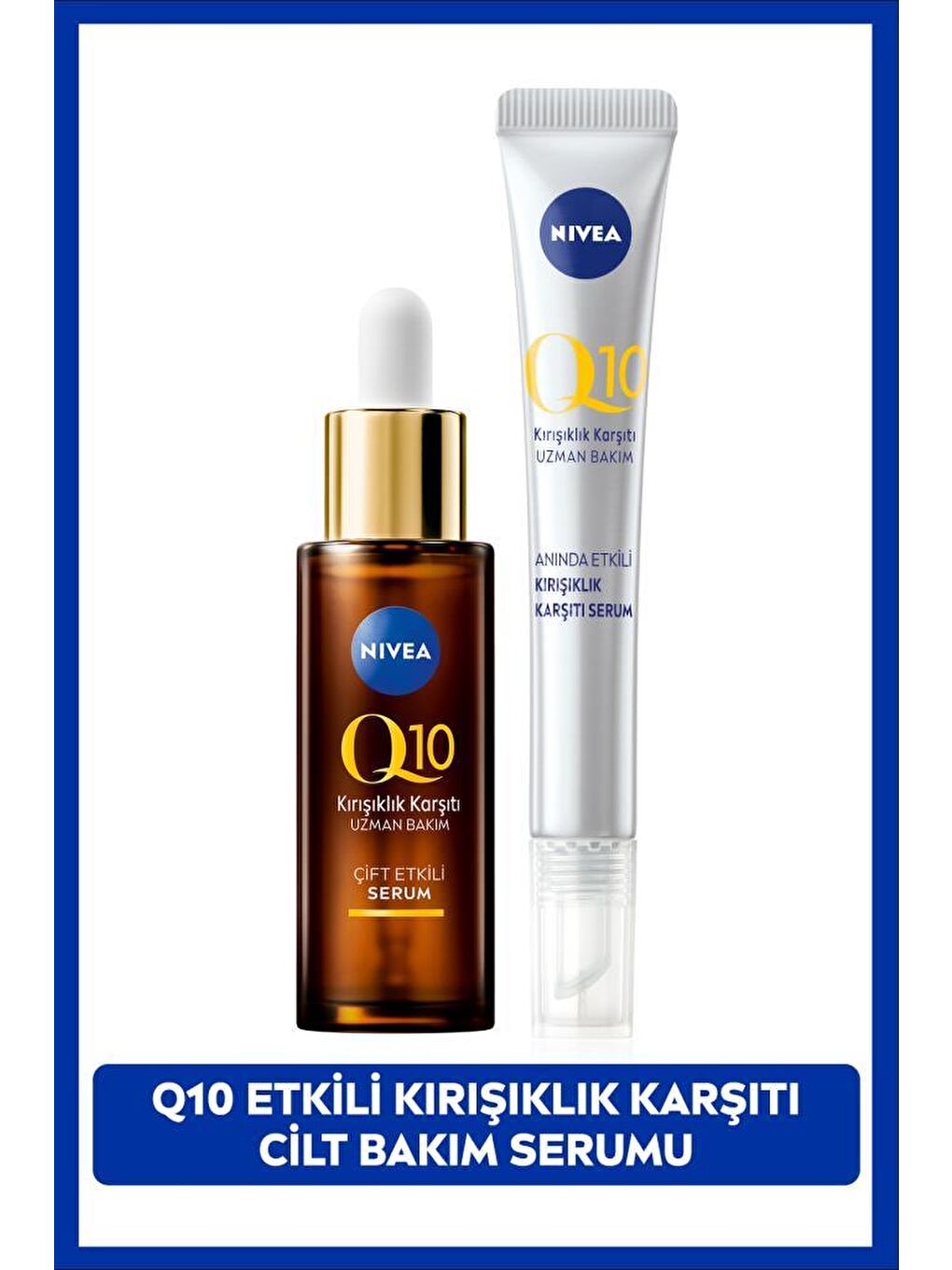 NIVEA Şeffaf Q10 Kırışıklık Karşıtı Çift Etkili Cilt Serumu 30ml, Q10 Anında Ekili Kırışıklık Karşıtı Serum 15ml