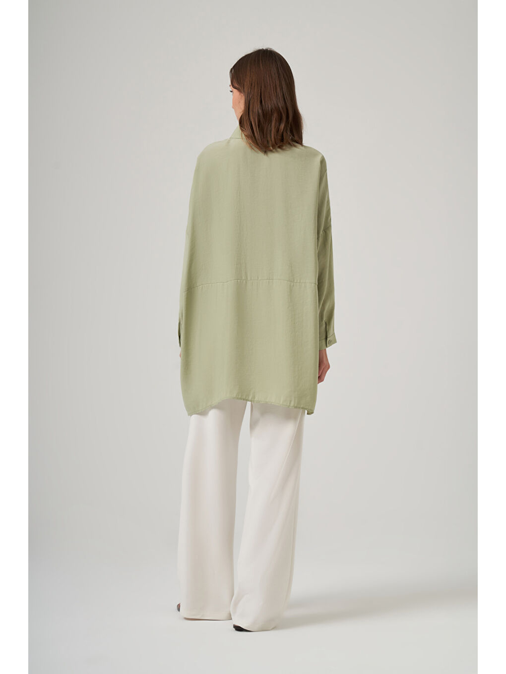 Yeşil Oversize Basic Yazlık Gömlek 3001 Menta-2