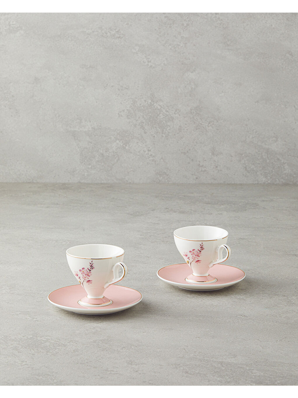 Valentina New Bone China 4 Parça 2 Kişilik Kahve Fincan Takımı 80 ml Pembe