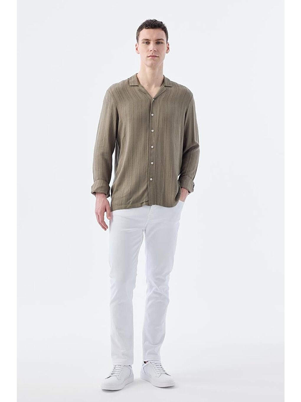 Beyaz Slim Fit 5 Cep Jean Pantolon