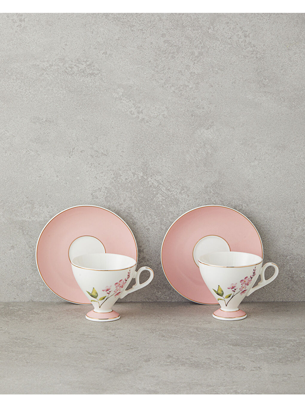 Valentina New Bone China 4 Parça 2 Kişilik Kahve Fincan Takımı 80 ml Pembe-1
