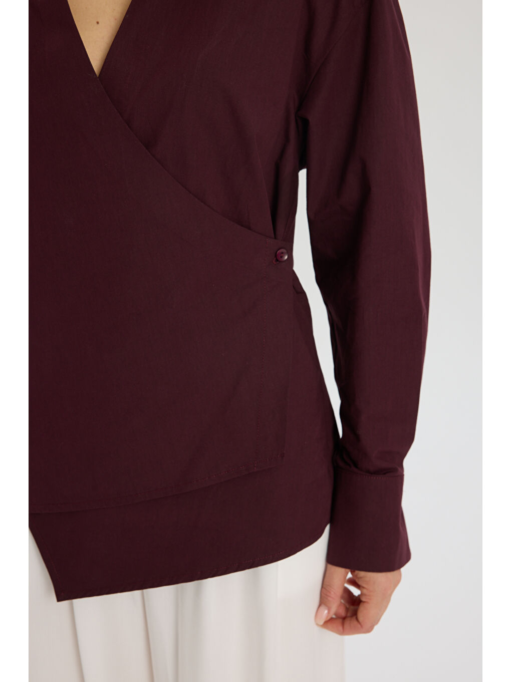 Bran Üçgen Kesim Bordo Gömlek-7