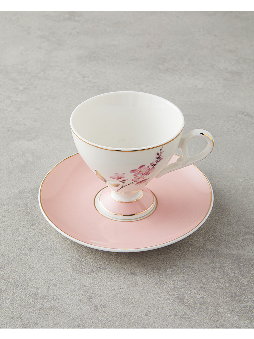 Valentina New Bone China 4 Parça 2 Kişilik Kahve Fincan Takımı 80 ml Pembe-2