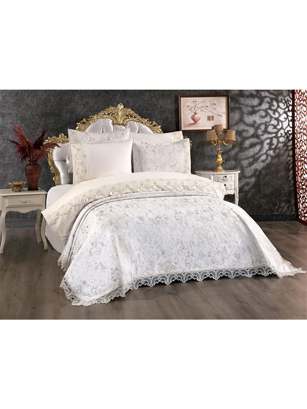 Karışık Perry Gelin Seti 7 Parça Krem