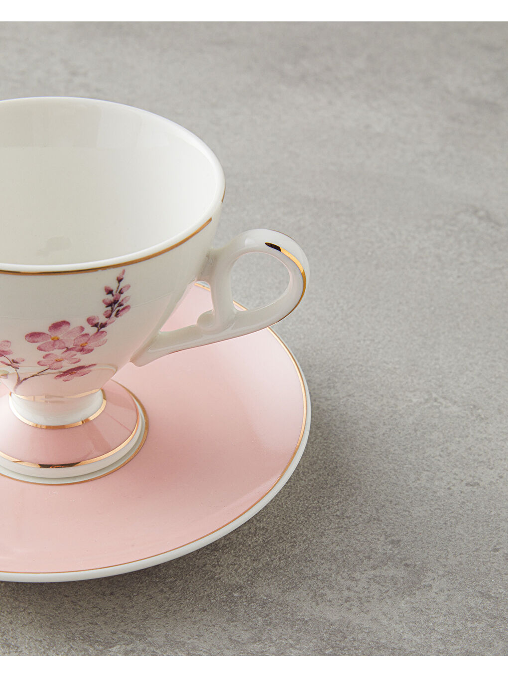 Valentina New Bone China 4 Parça 2 Kişilik Kahve Fincan Takımı 80 ml Pembe-3