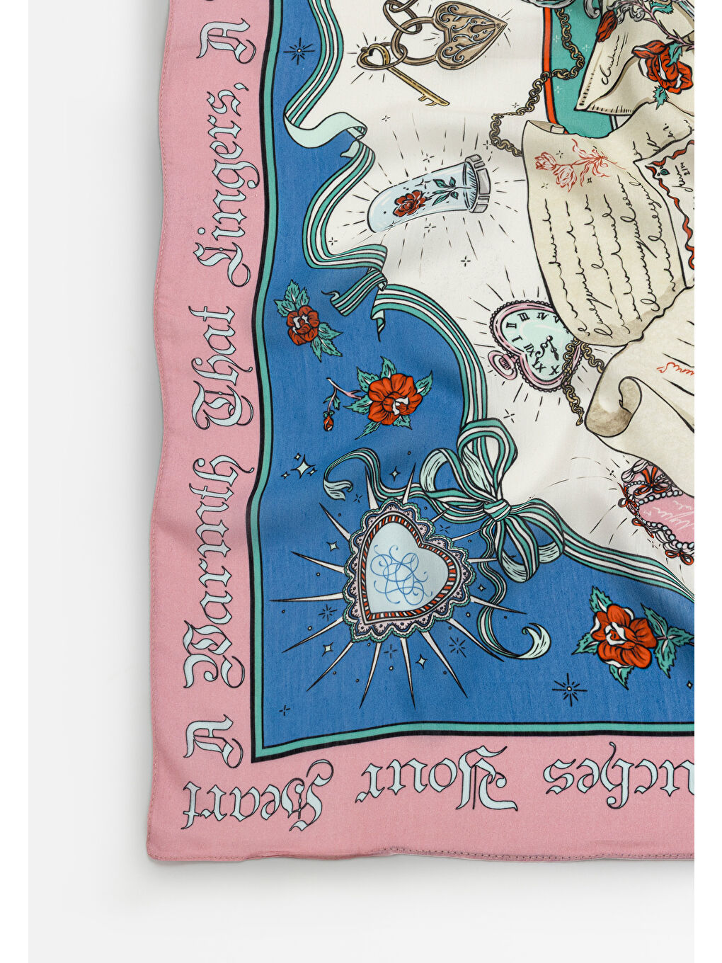 Pembe BEAUTY AND THE BEAST DESEN FLOŞ VİSKON EŞARP DREAMY PINK-2