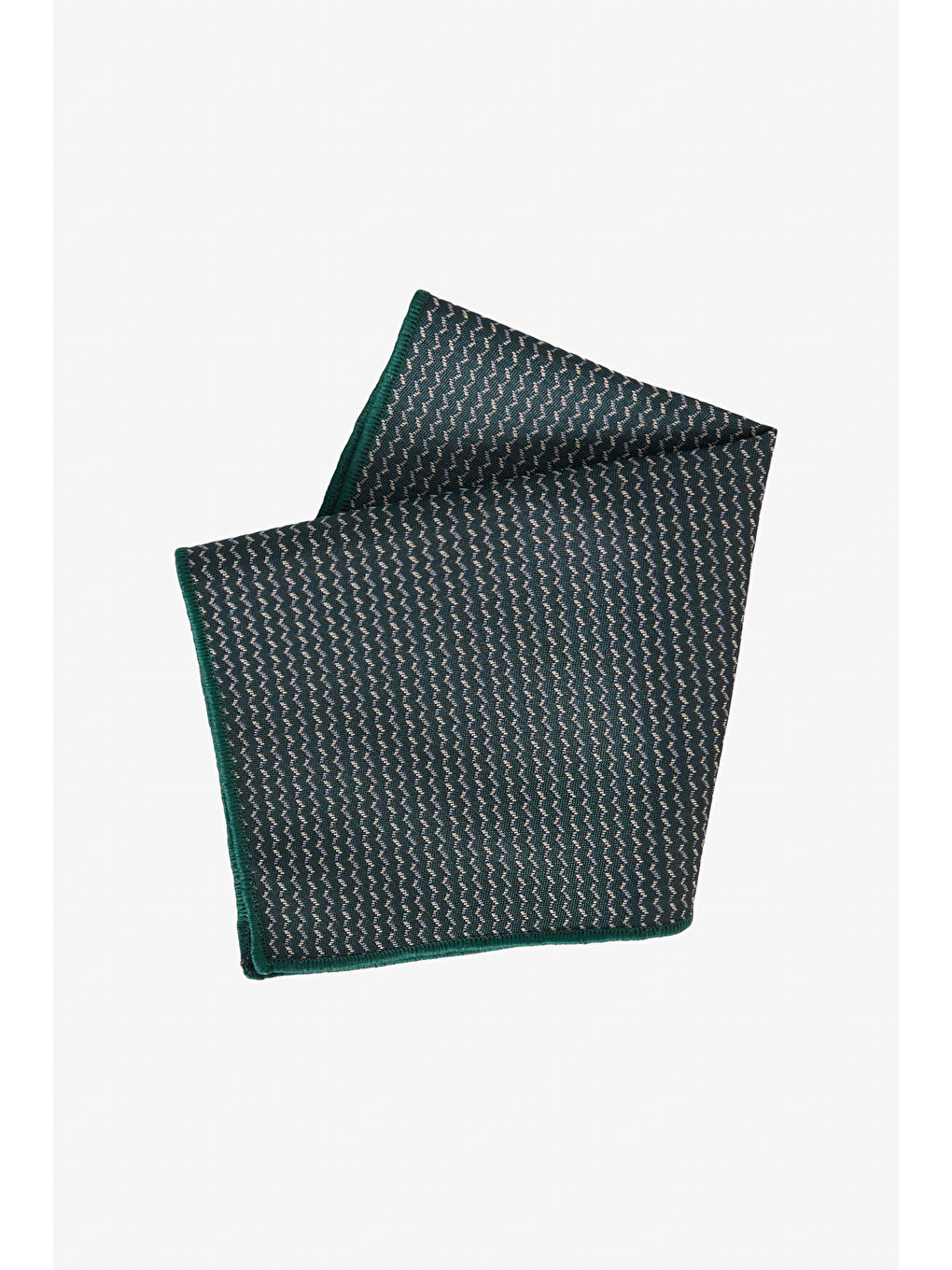 Erkek Yeşil-Bej Desenli Kravat-Mendil Set-1