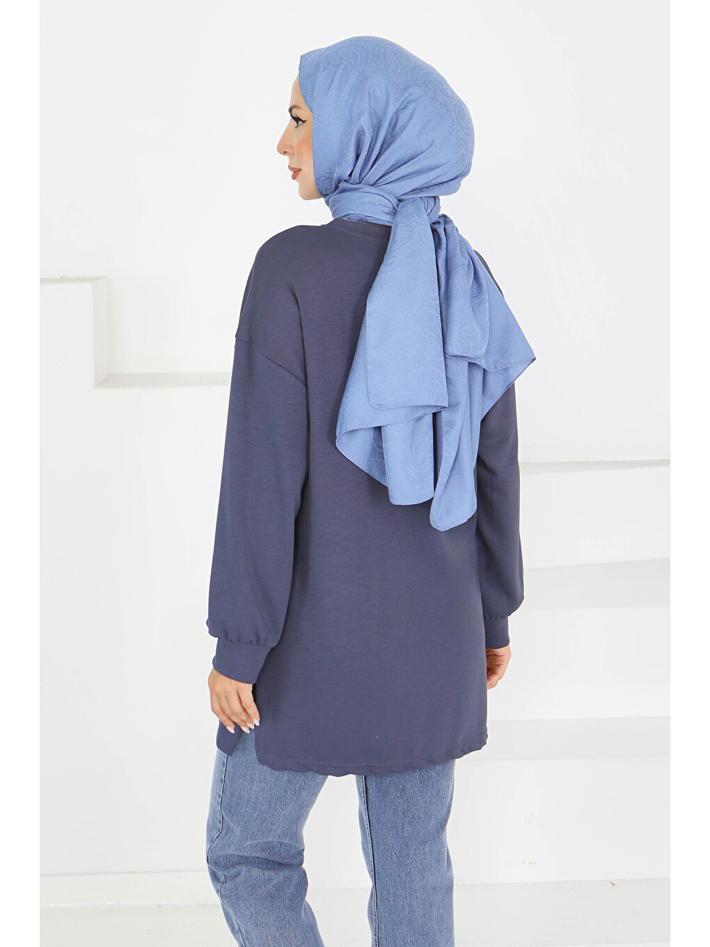 Önü Baskılı Biyeli  Sweatshirt Antrasit - 27609-3