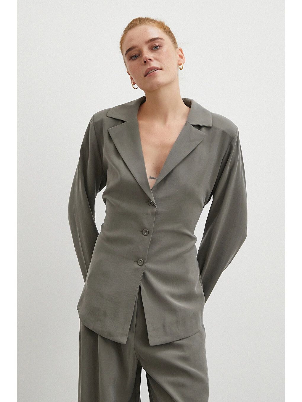 Gömlek Pantolon Modal Takım Haki-2