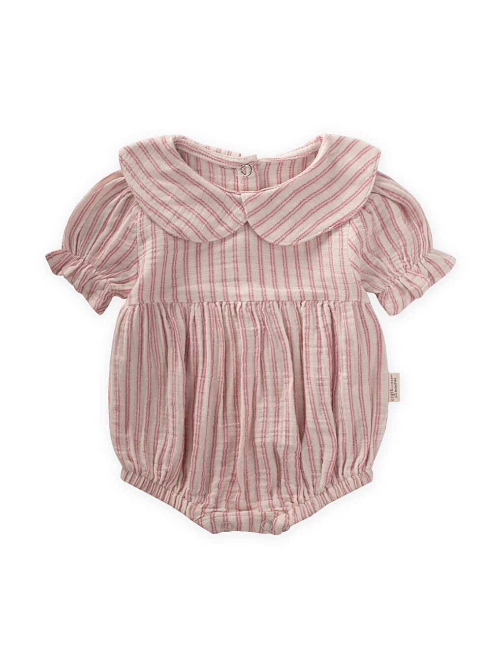 Çizgili Yakalı Müslin Zıbın 0-2 Yaş Fuşya Çizgili