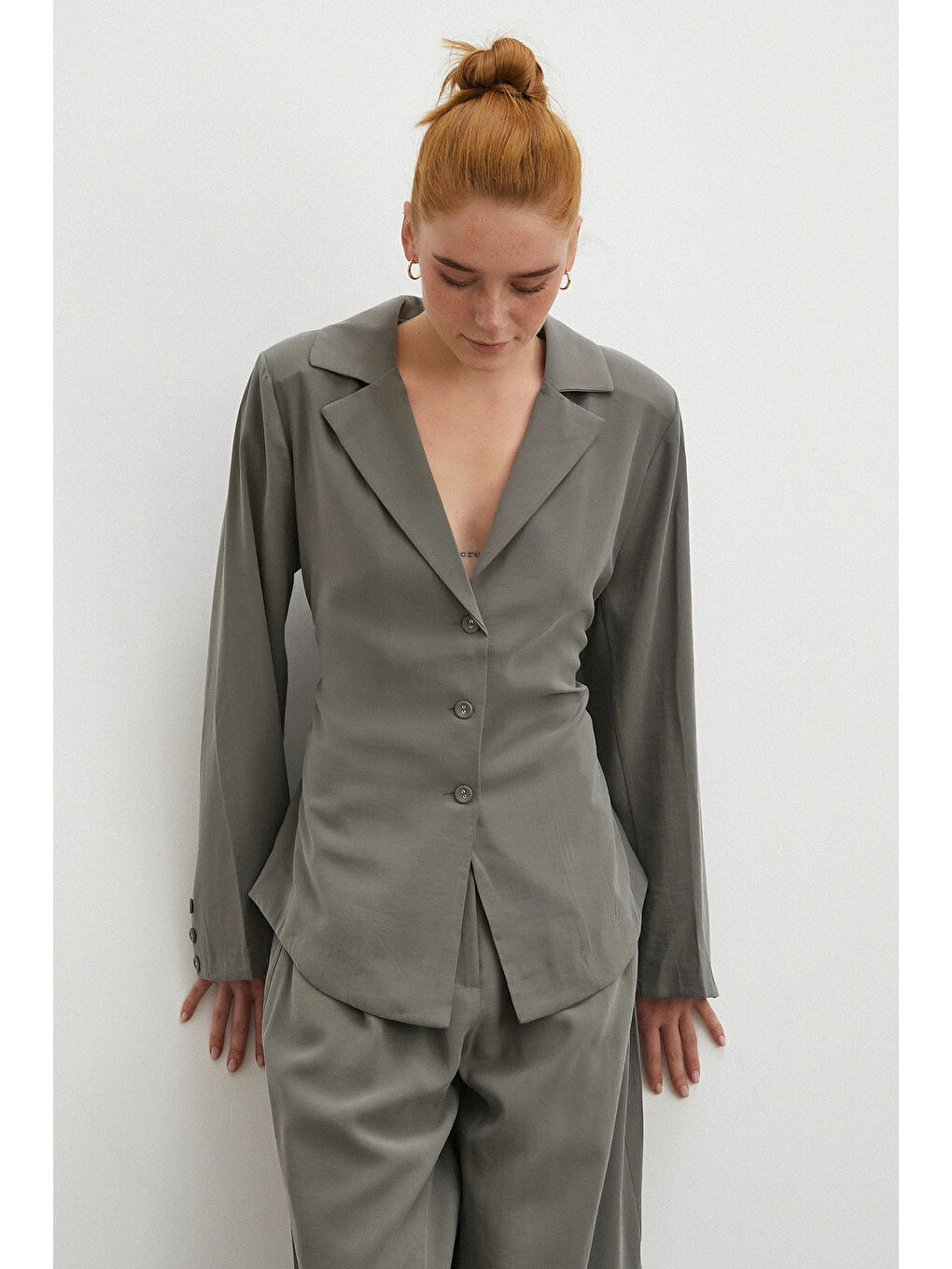 Gömlek Pantolon Modal Takım Haki-3