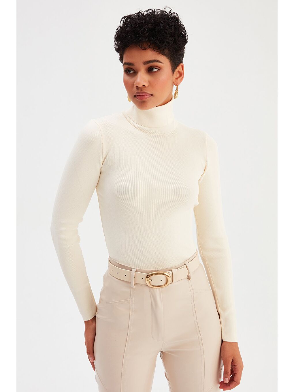 Tam Balıkçı Triko - Ekru-4