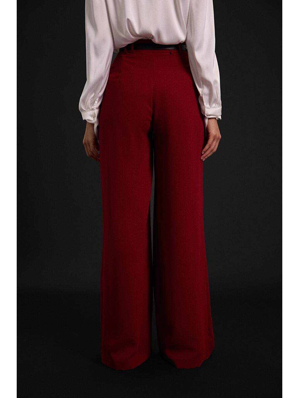 Luna Krep Pantolon - Bordo-7