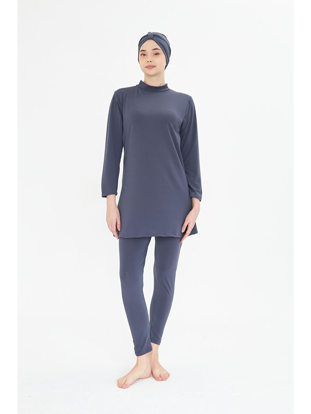 Tam Kapalı Elastanlı Tesettür Mayo Antrasit 34845-A