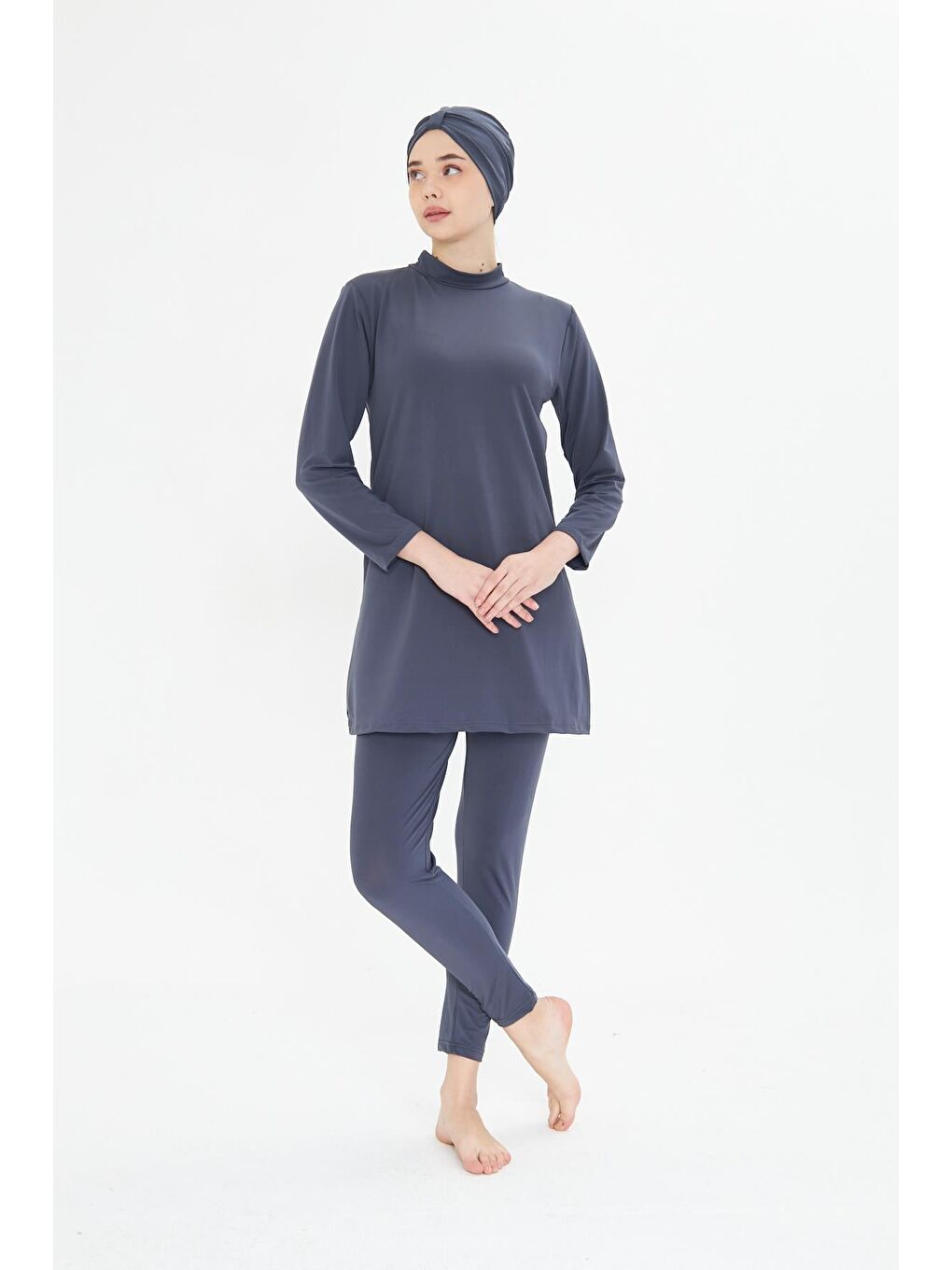 Tam Kapalı Elastanlı Tesettür Mayo Antrasit 34845-A-1