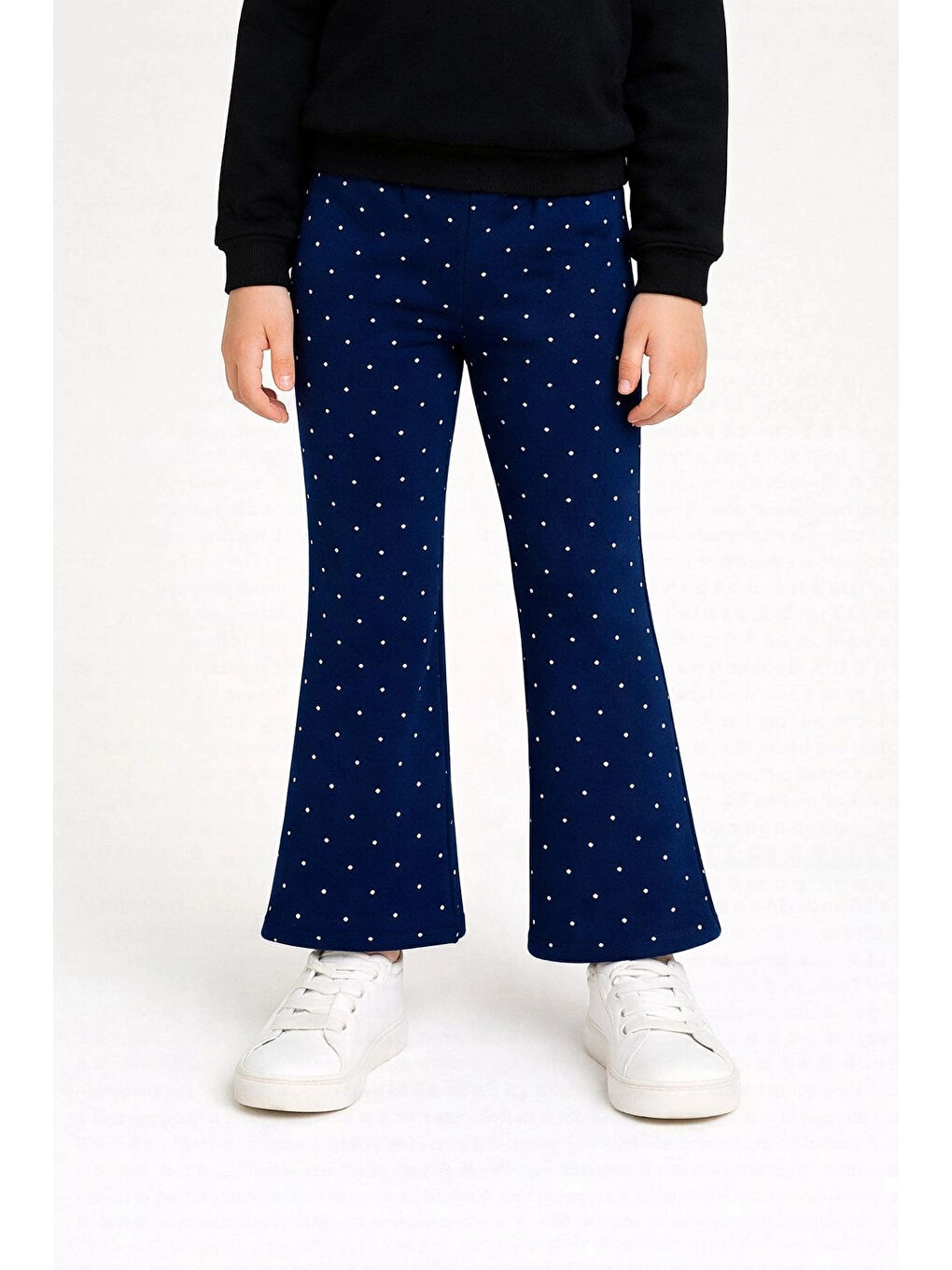 Lacivert Kız Çocuk Taşlı Bol Paça Modal Pantolon 20607-1