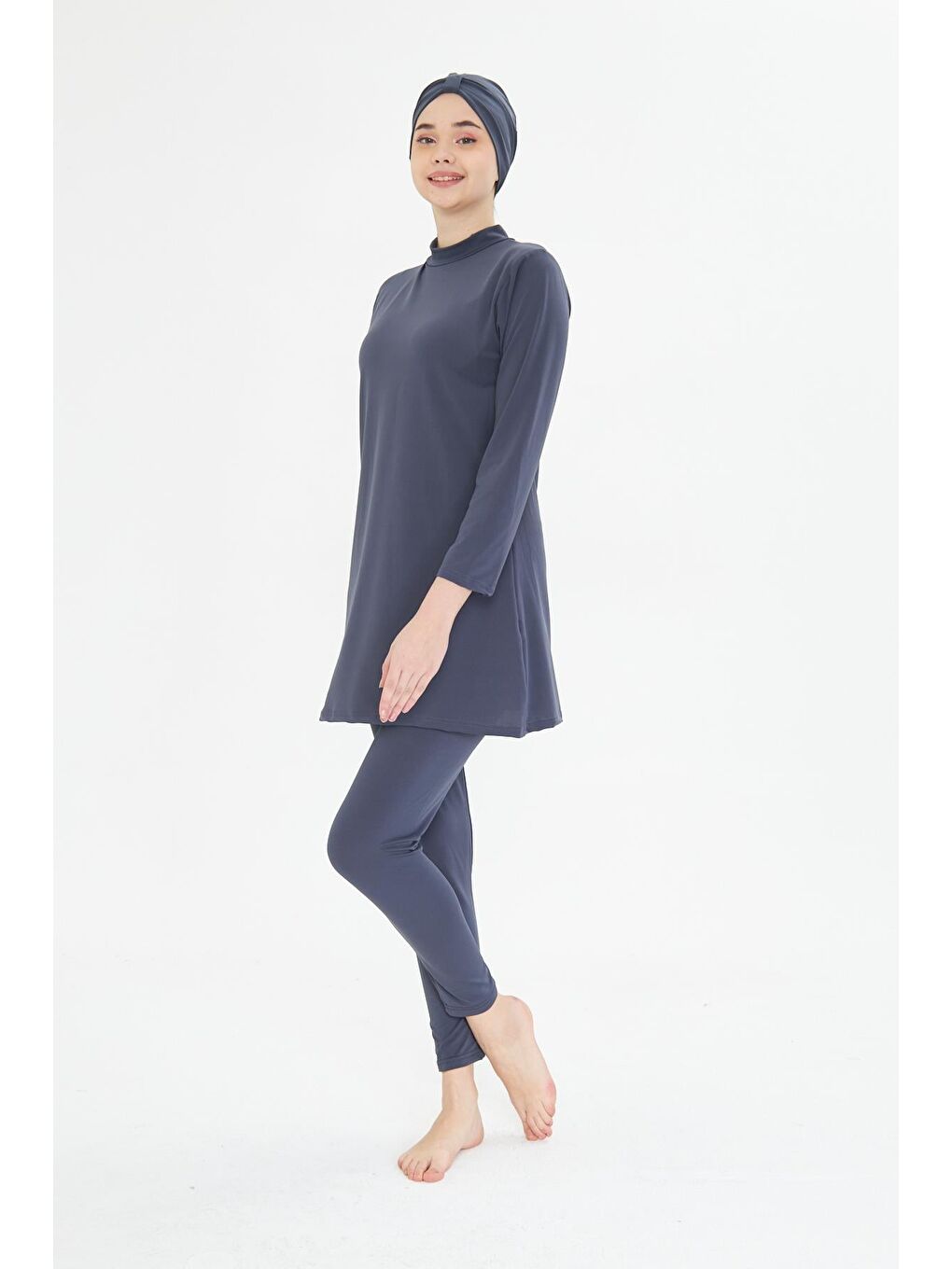 Tam Kapalı Elastanlı Tesettür Mayo Antrasit 34845-A-2