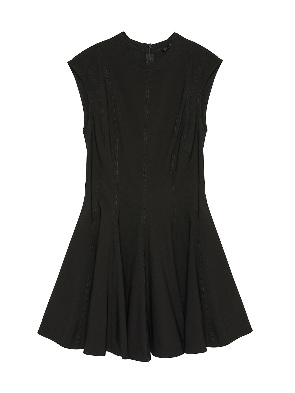 Pile Detaylı Kolsuz Mini Elbise Siyah