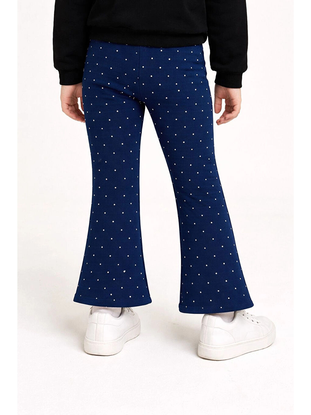 Lacivert Kız Çocuk Taşlı Bol Paça Modal Pantolon 20607-2