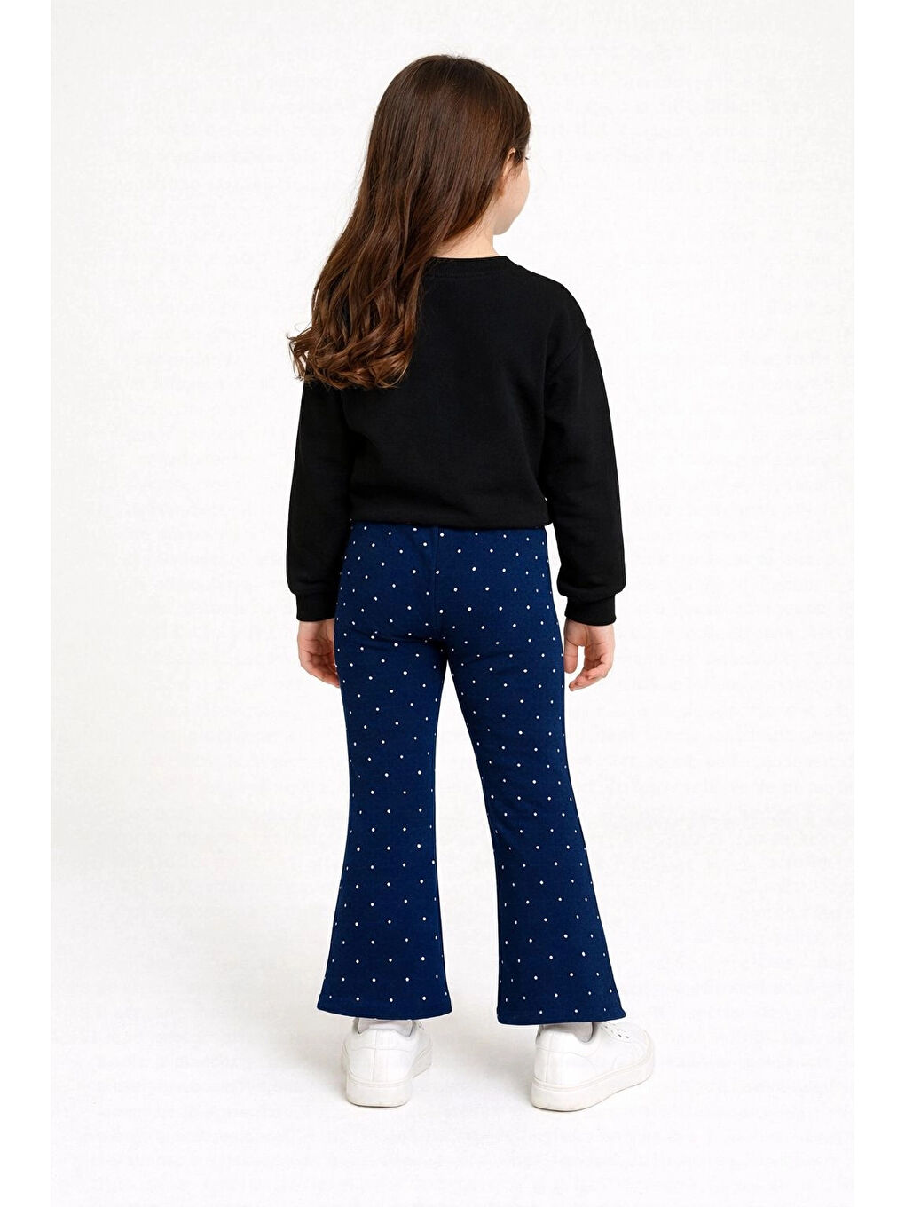 Lacivert Kız Çocuk Taşlı Bol Paça Modal Pantolon 20607-3