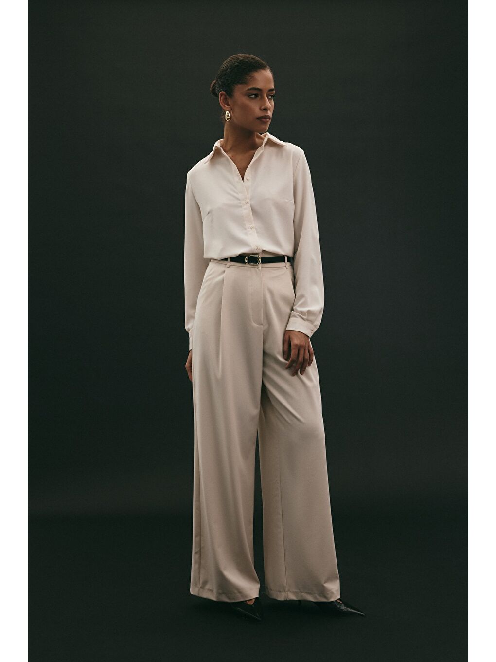 Bej Lena Palazzo Pantolon - Taş-1