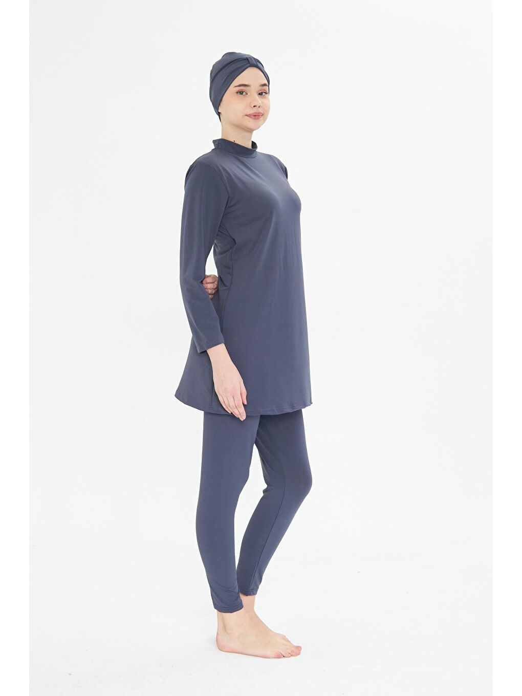 Tam Kapalı Elastanlı Tesettür Mayo Antrasit 34845-A-3