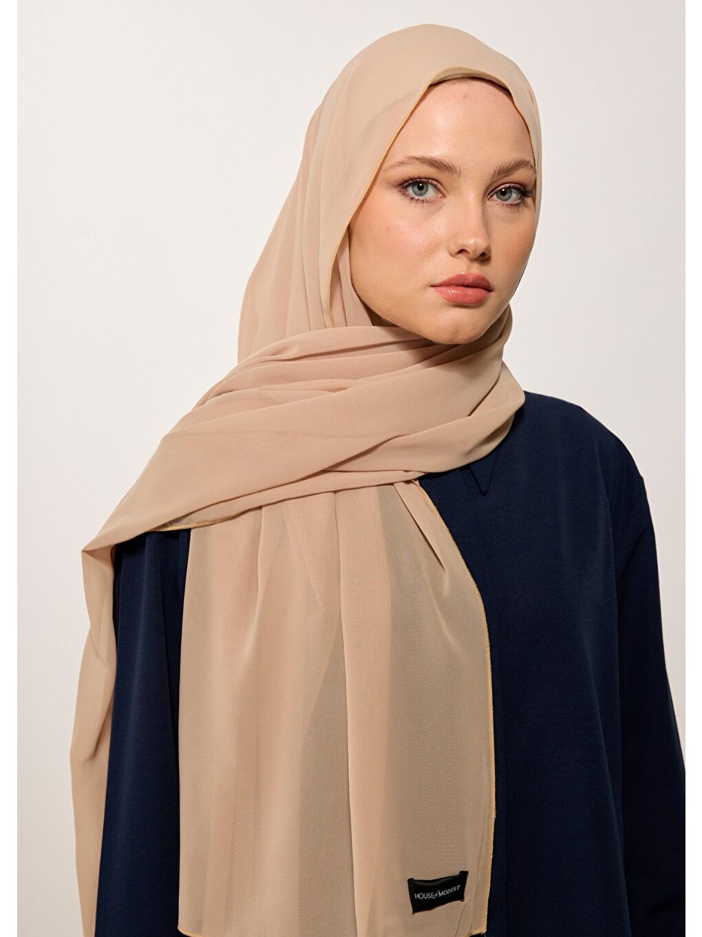 Tesettür Şal - Şifon - Bej-1