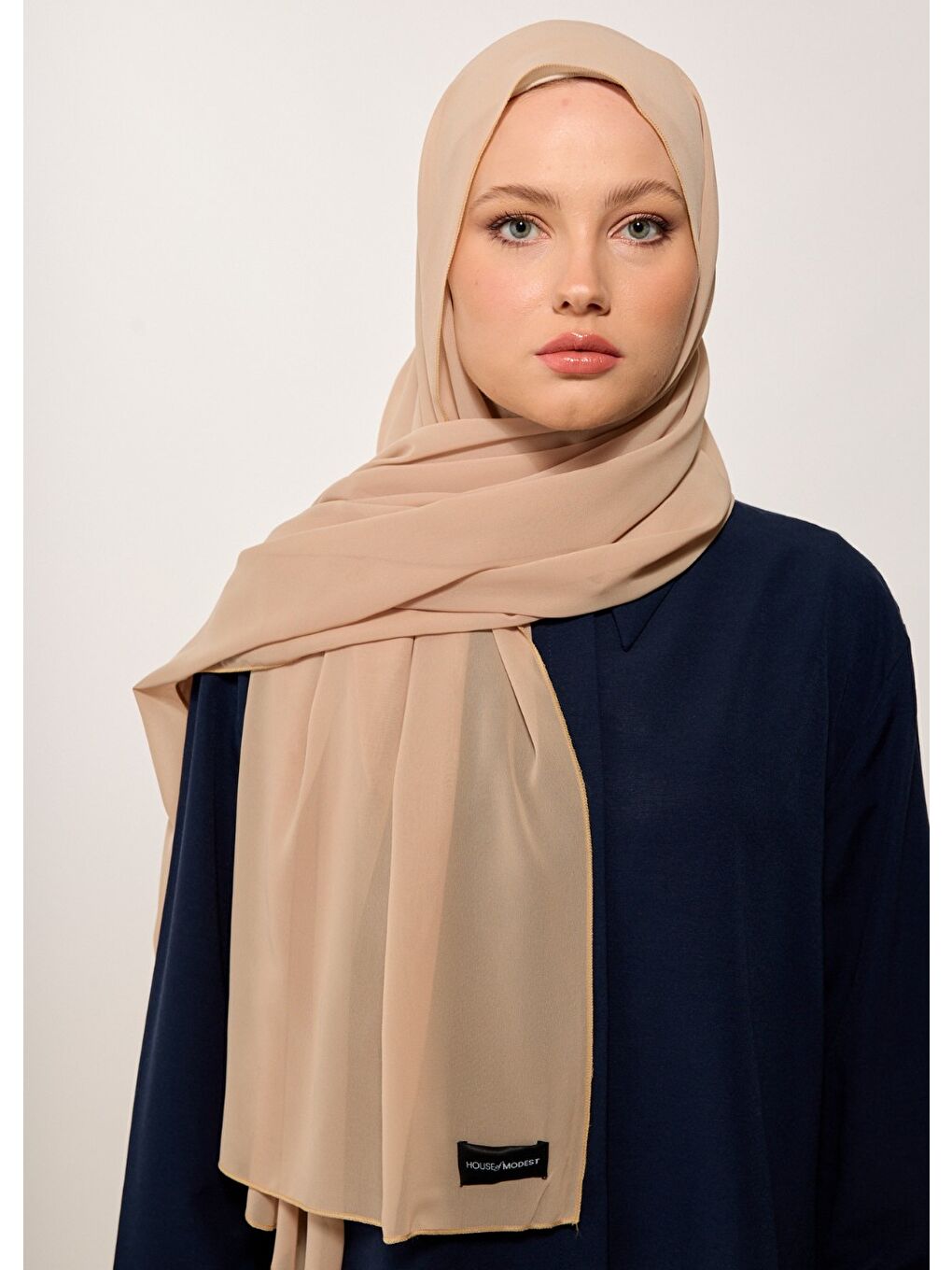 Tesettür Şal - Şifon - Bej-2