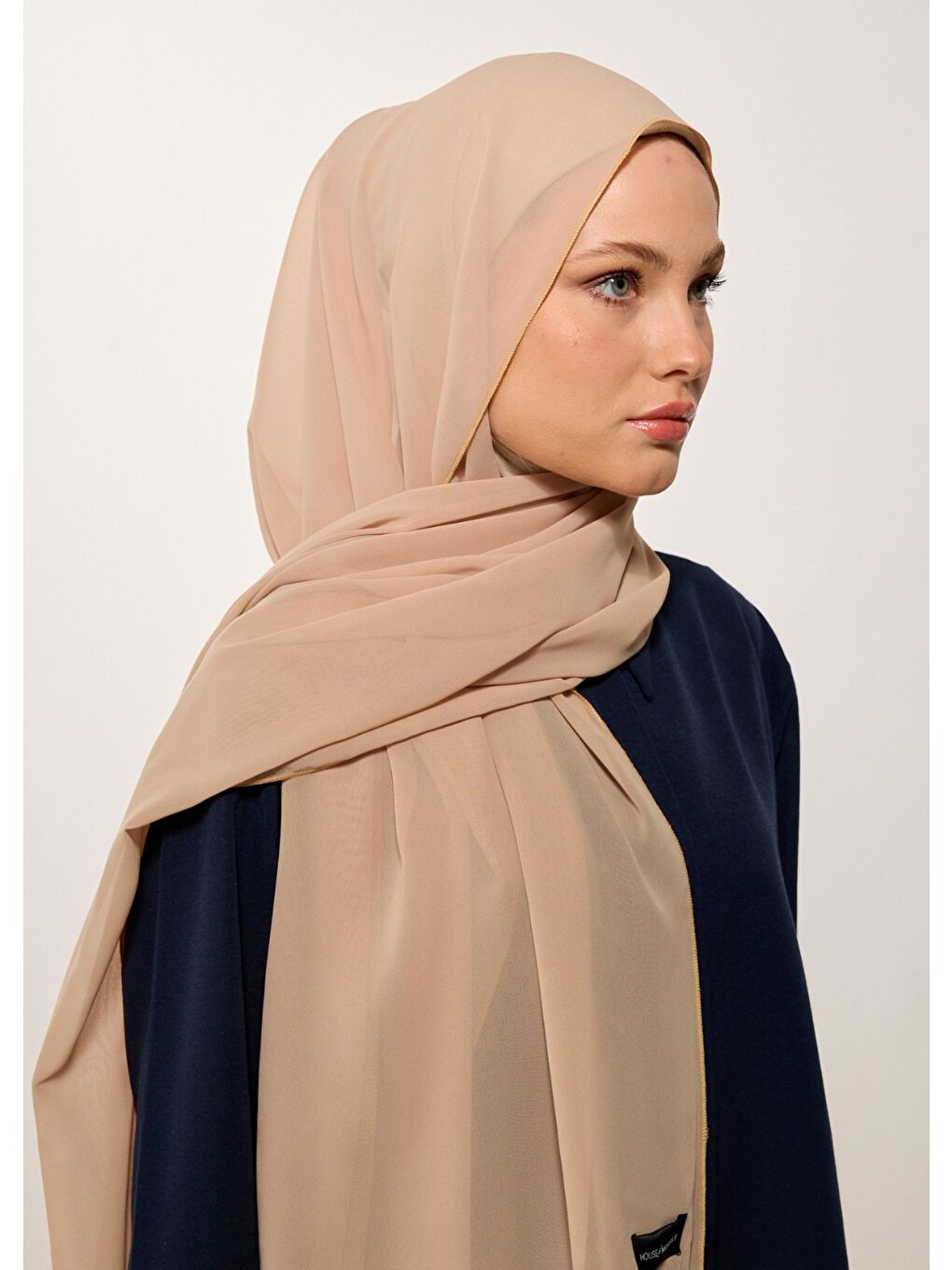 Tesettür Şal - Şifon - Bej-3