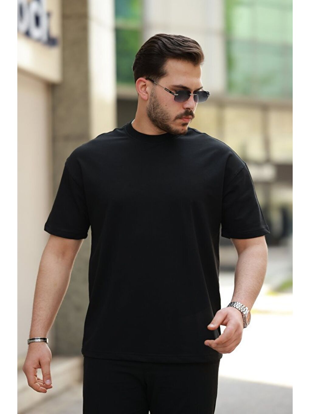 Siyah Erkek Kısa Kollu Basic Oversize Tshirt