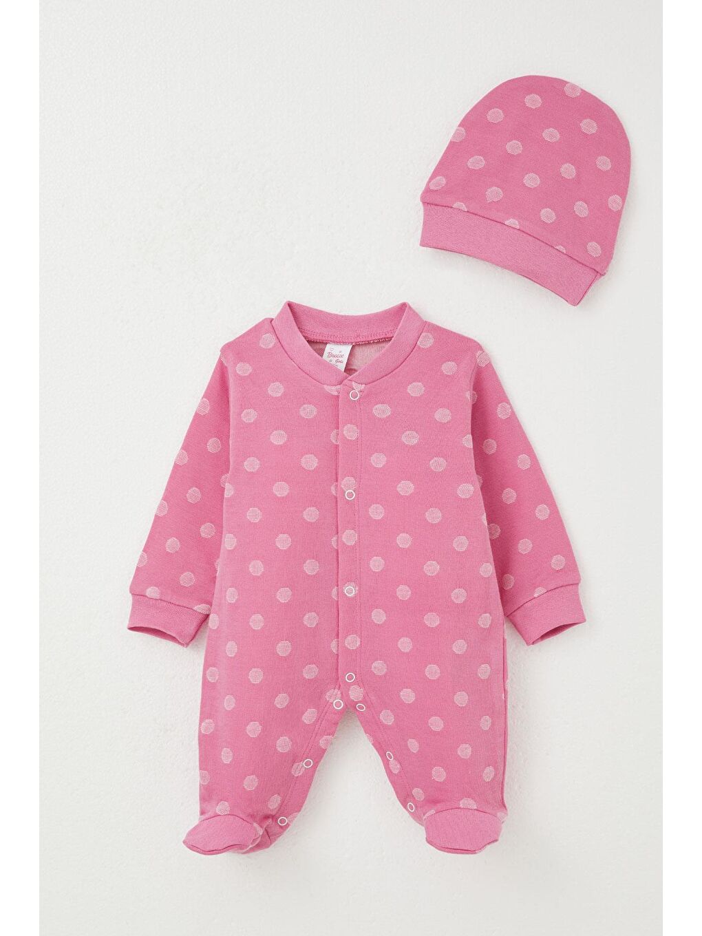 Kız Bebek Patikli Tulum Puantiyeli Pembe (0-6 Ay)