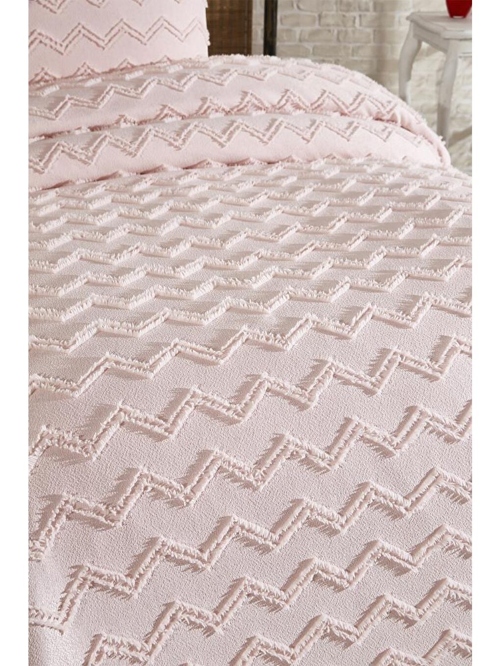 Karışık Lumpa 2 Parça Tek Kişilik Pike Takımı Pudra-1