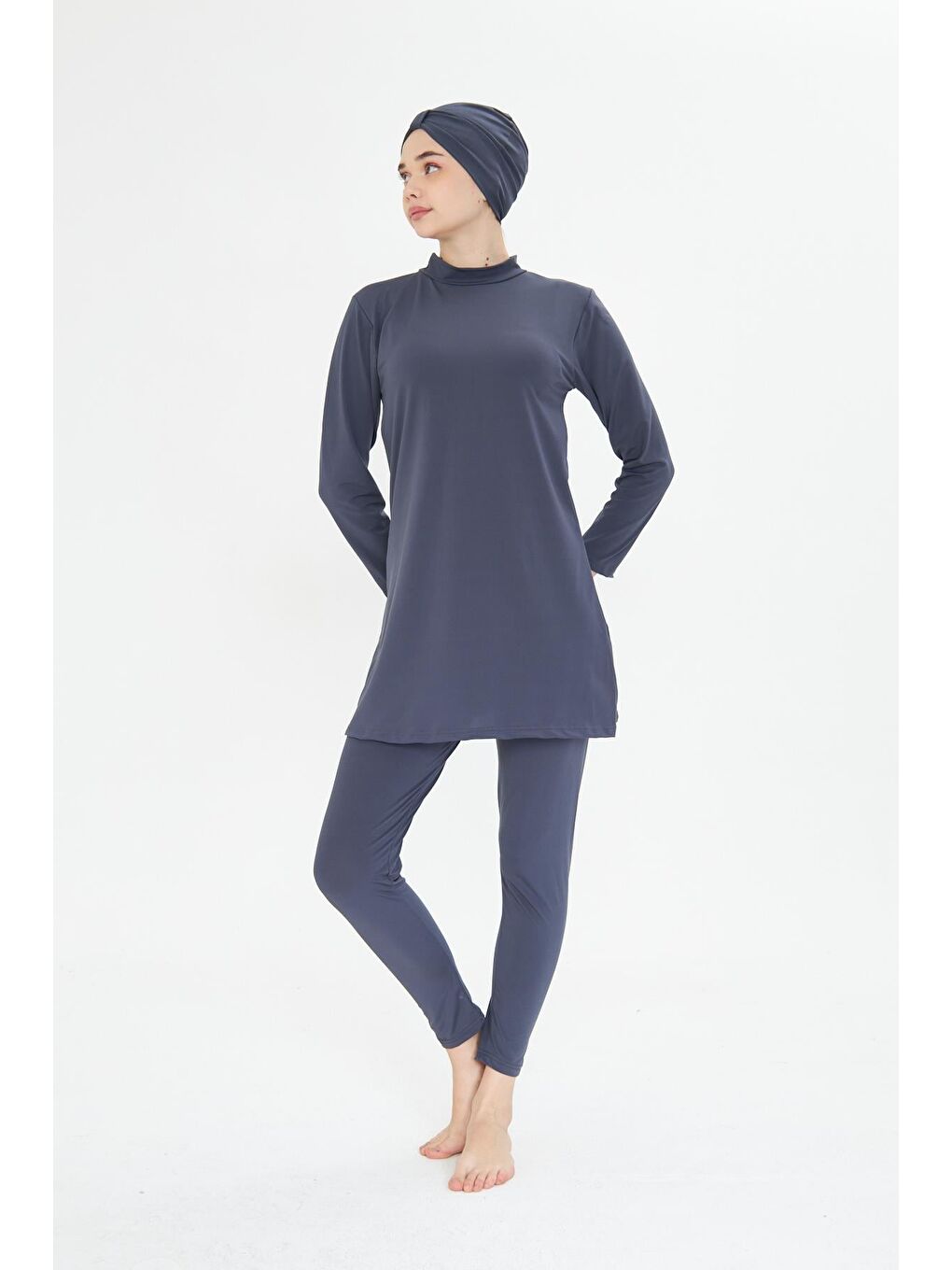 Tam Kapalı Elastanlı Tesettür Mayo Antrasit 34845-A-5