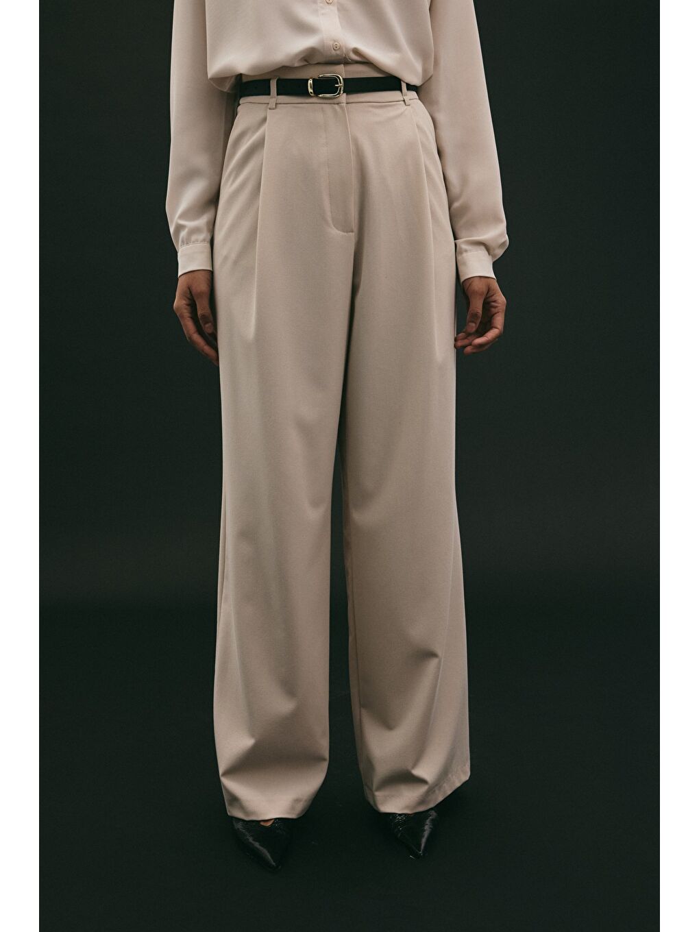 Bej Lena Palazzo Pantolon - Taş-3