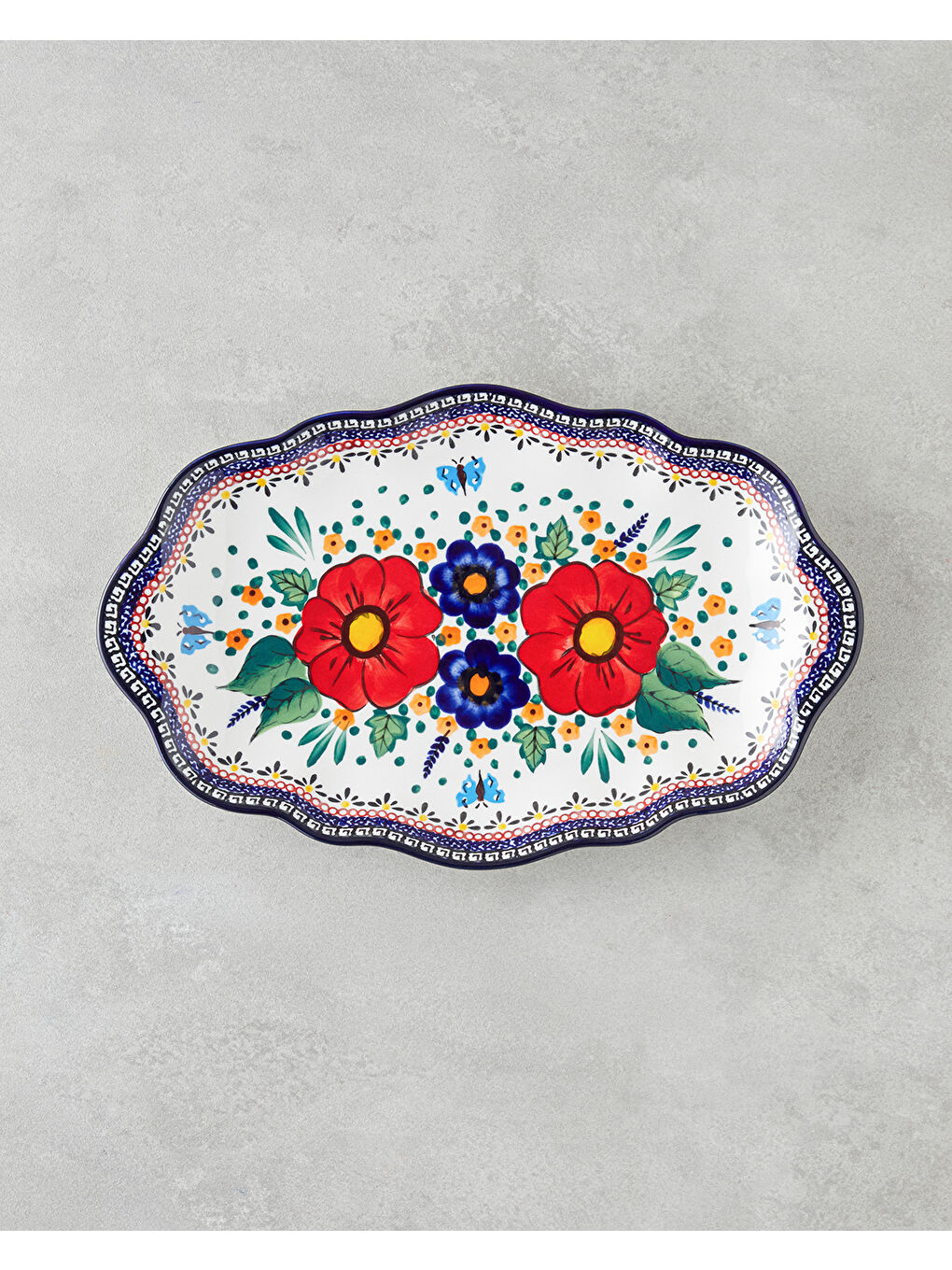 Beyaz Whimsy Stoneware Kayık Tabak 35 cm Renkli-1