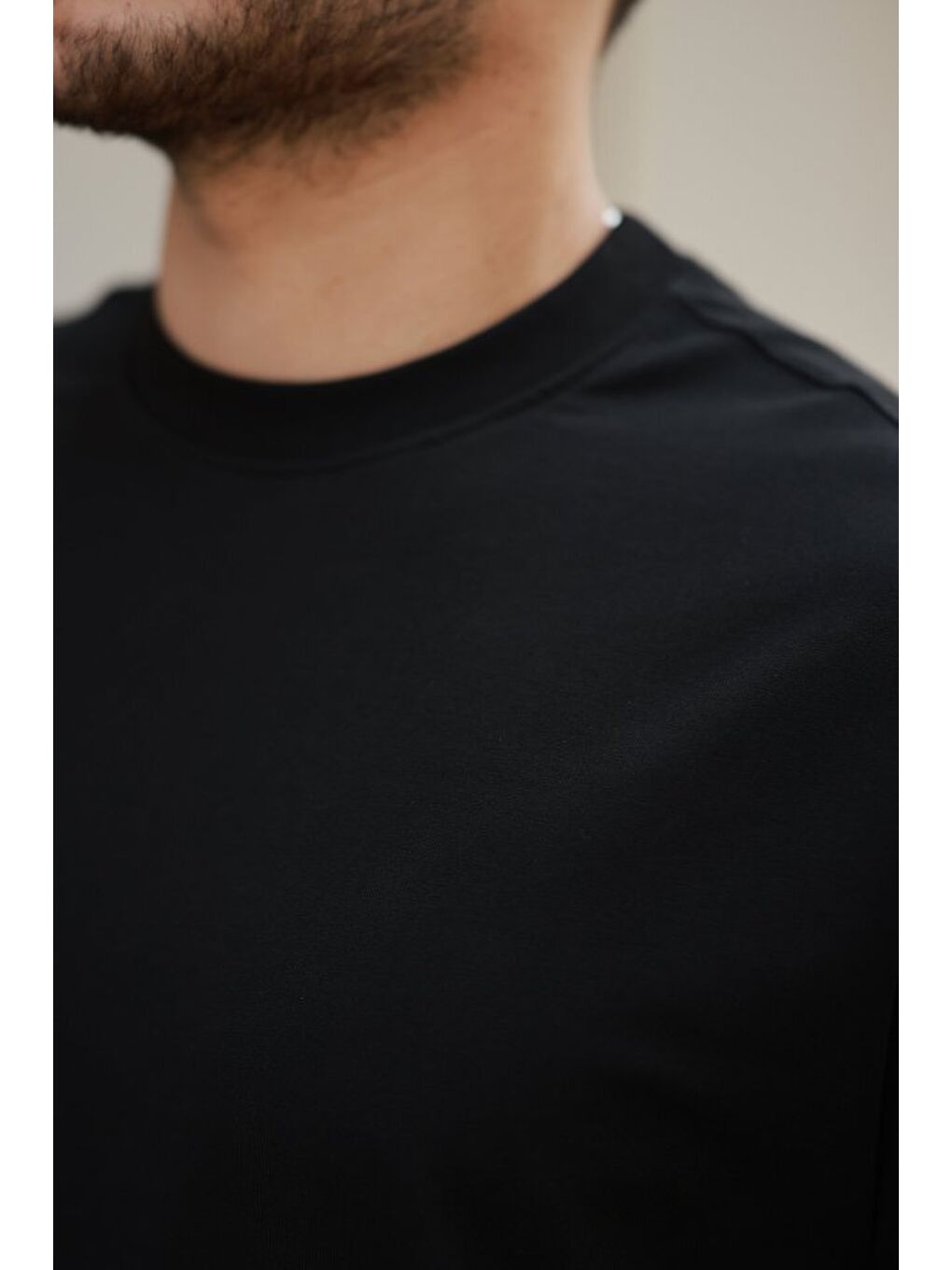 Siyah Erkek Kısa Kollu Basic Oversize Tshirt-2