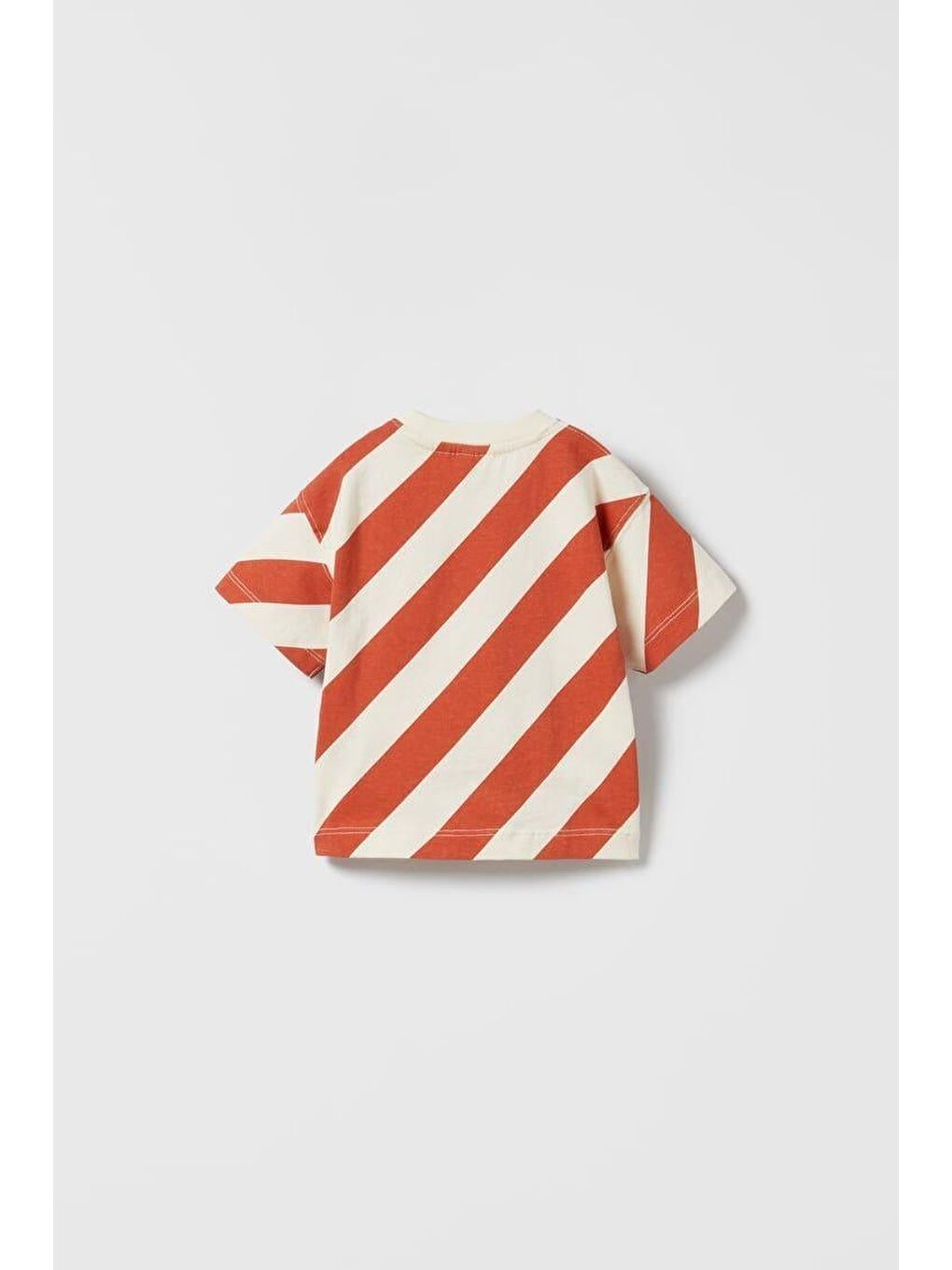 Karışık Erkek Çocuk Pamuklu Turuncu Çizgili T-Shirt Ve Bej Şort Takım-2