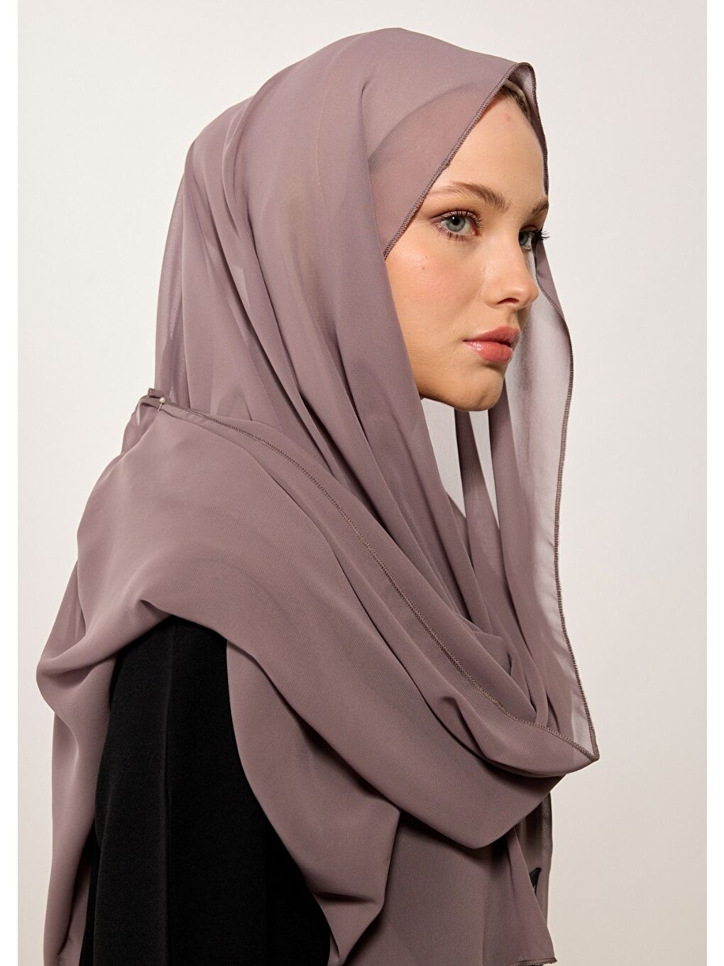 Bej Tesettür Şal - Şifon - Vizon-1