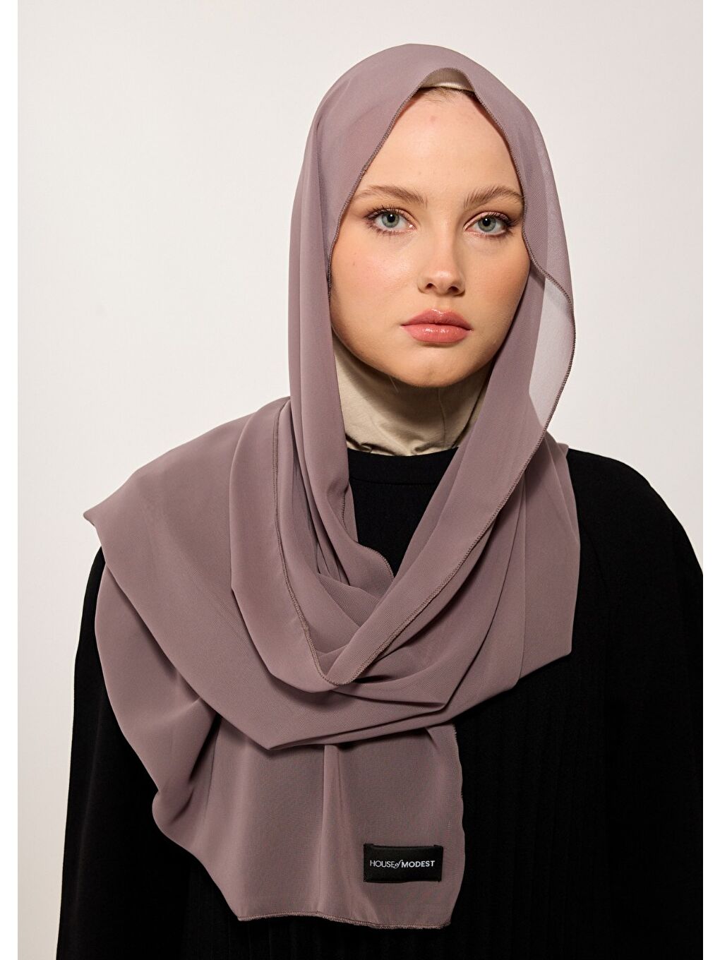 Bej Tesettür Şal - Şifon - Vizon-2