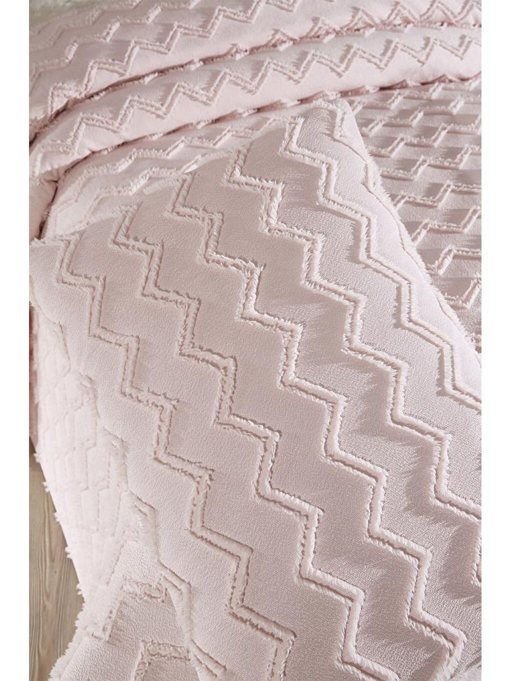 Karışık Lumpa 2 Parça Tek Kişilik Pike Takımı Pudra-3