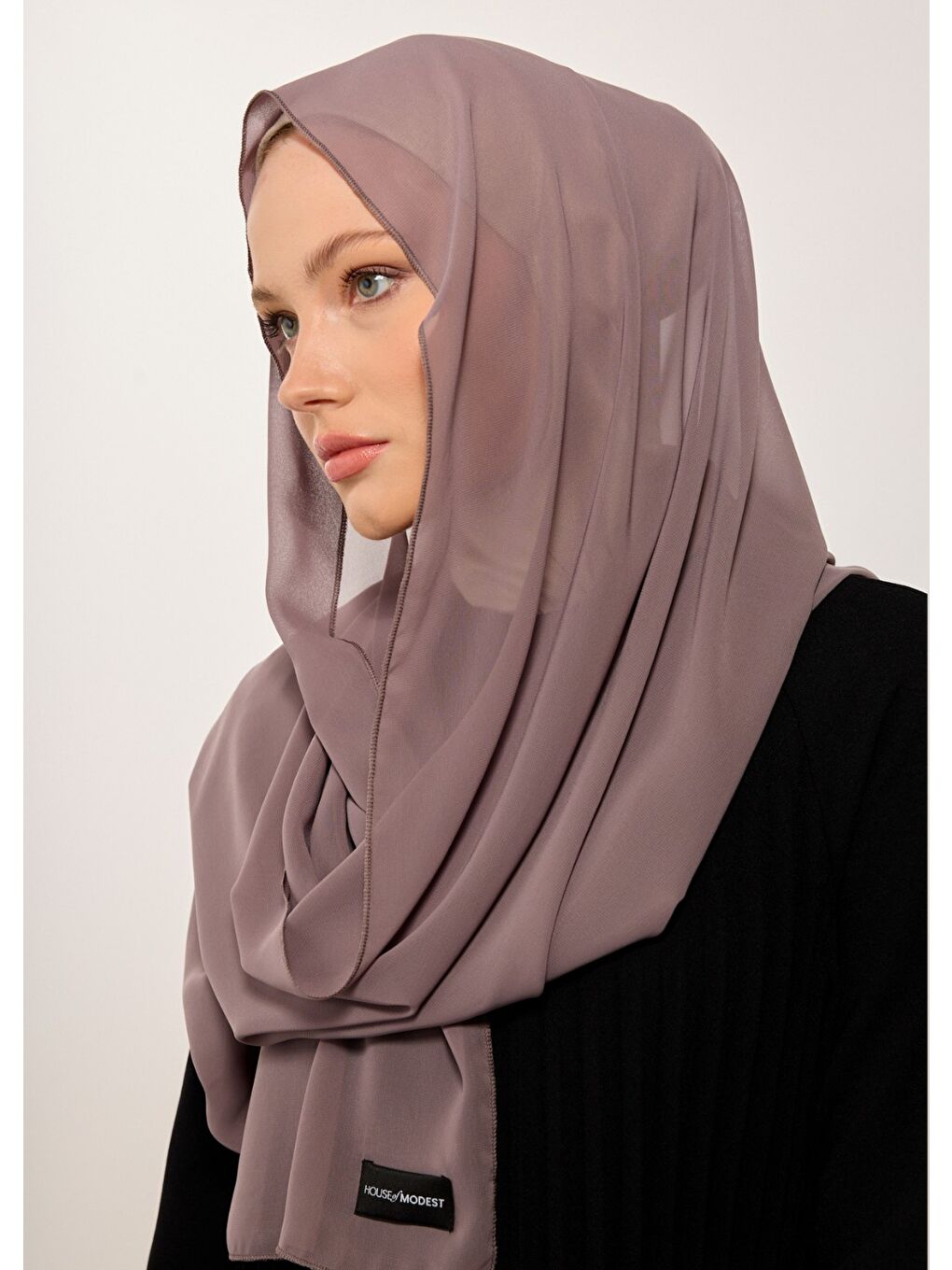Bej Tesettür Şal - Şifon - Vizon-3