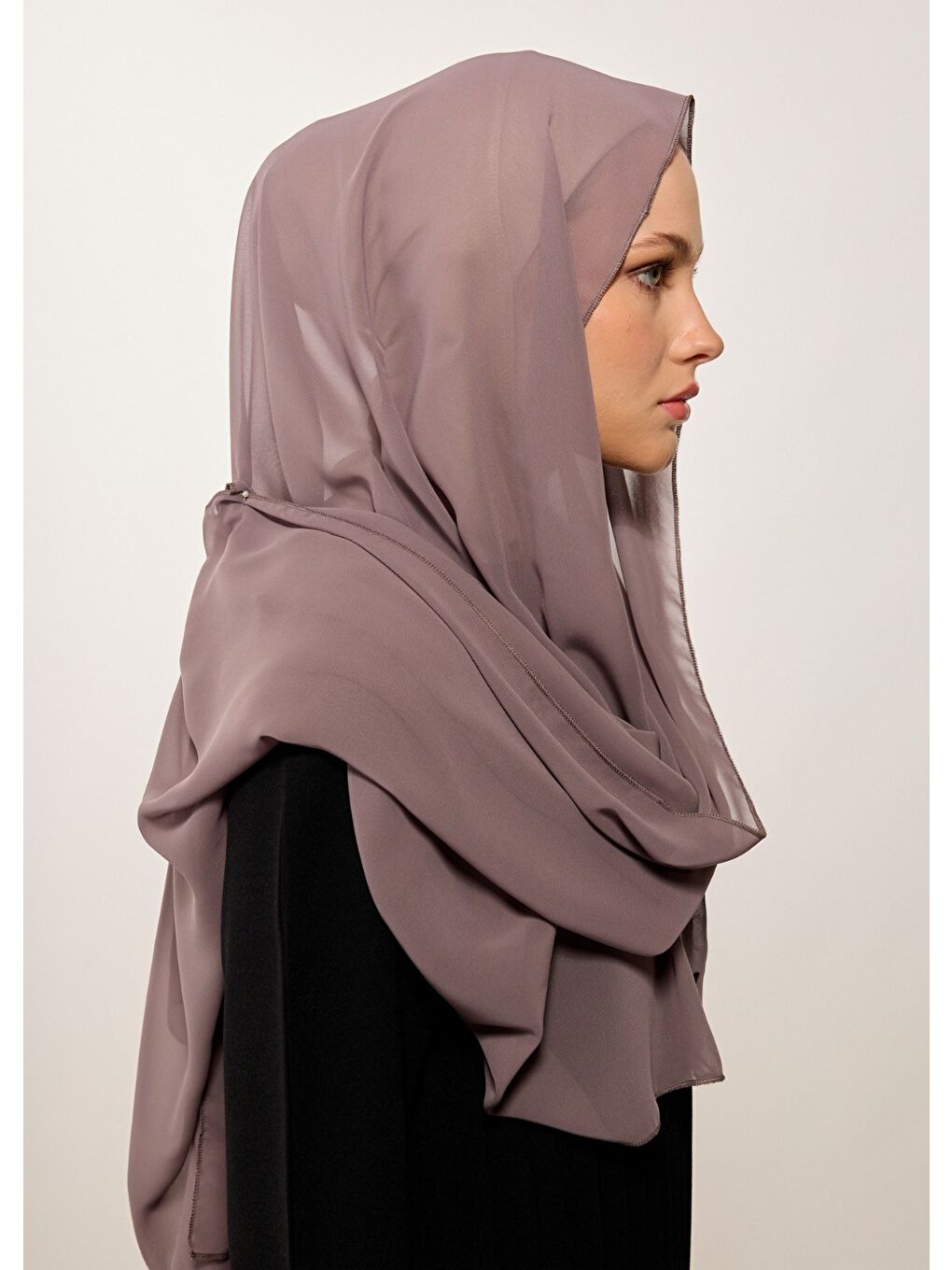 Bej Tesettür Şal - Şifon - Vizon-4