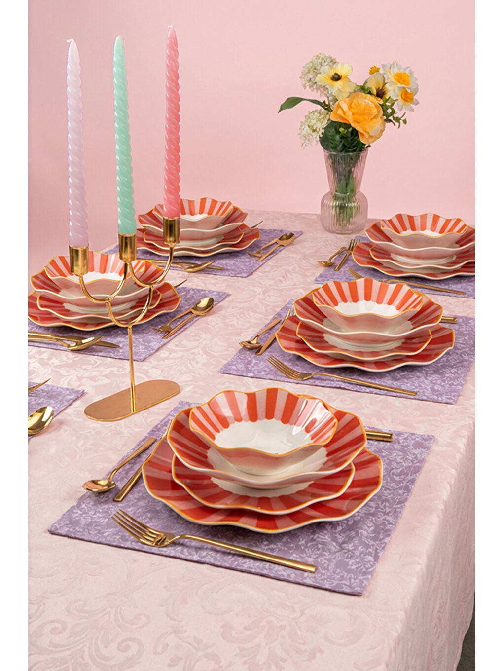 Beyaz Glamour 24 Parça Porselen Yemek Takımı