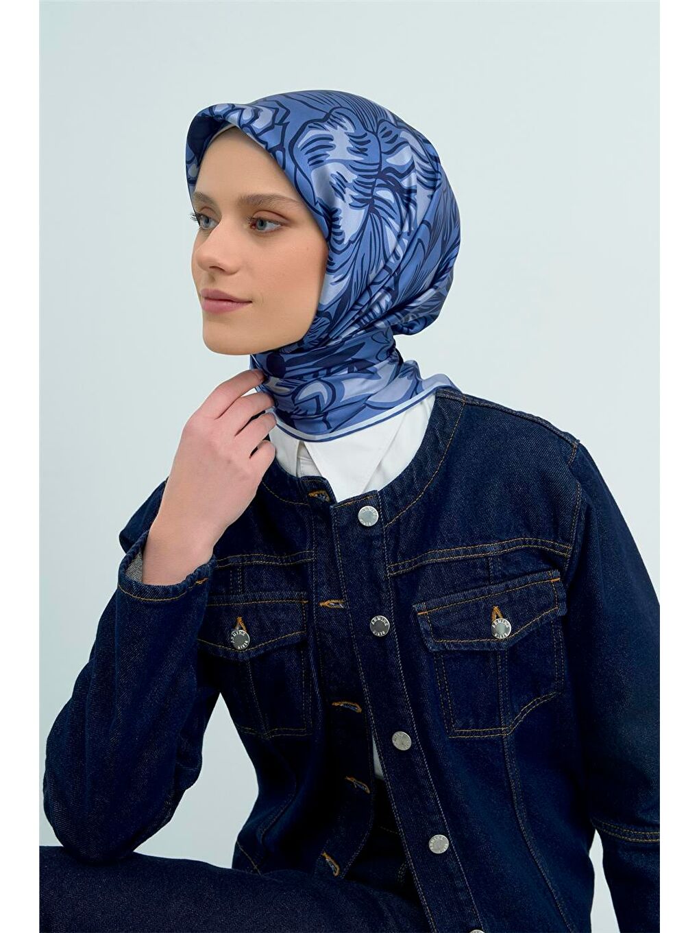 İndigo Saf İpek Twill Eşarp 9539D 31