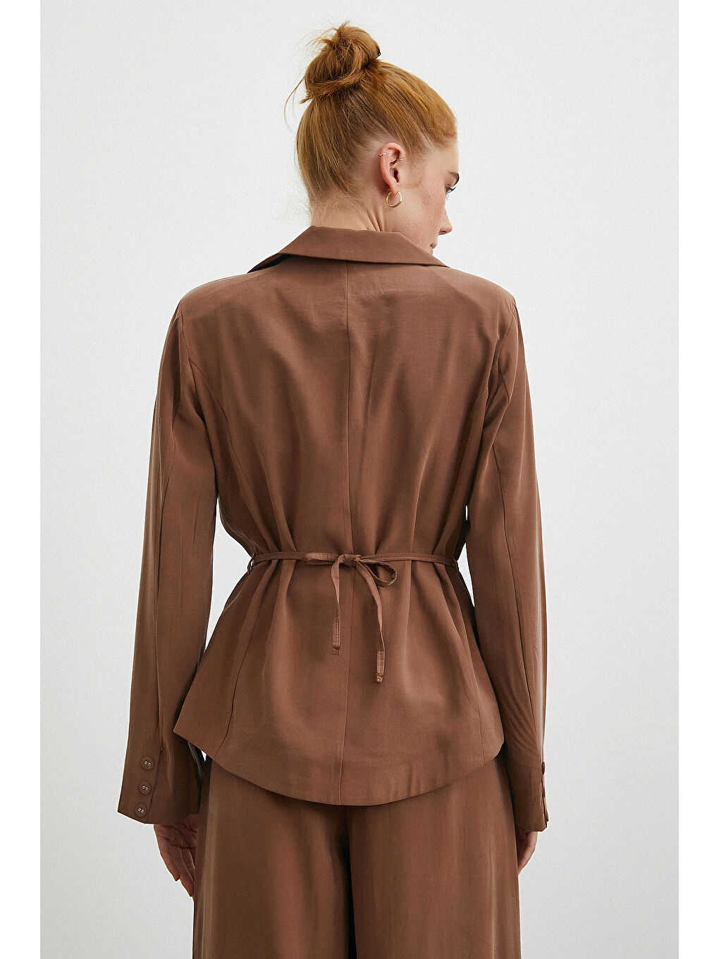 Karışık Gömlek Pantolon Modal Takım Kahve-4