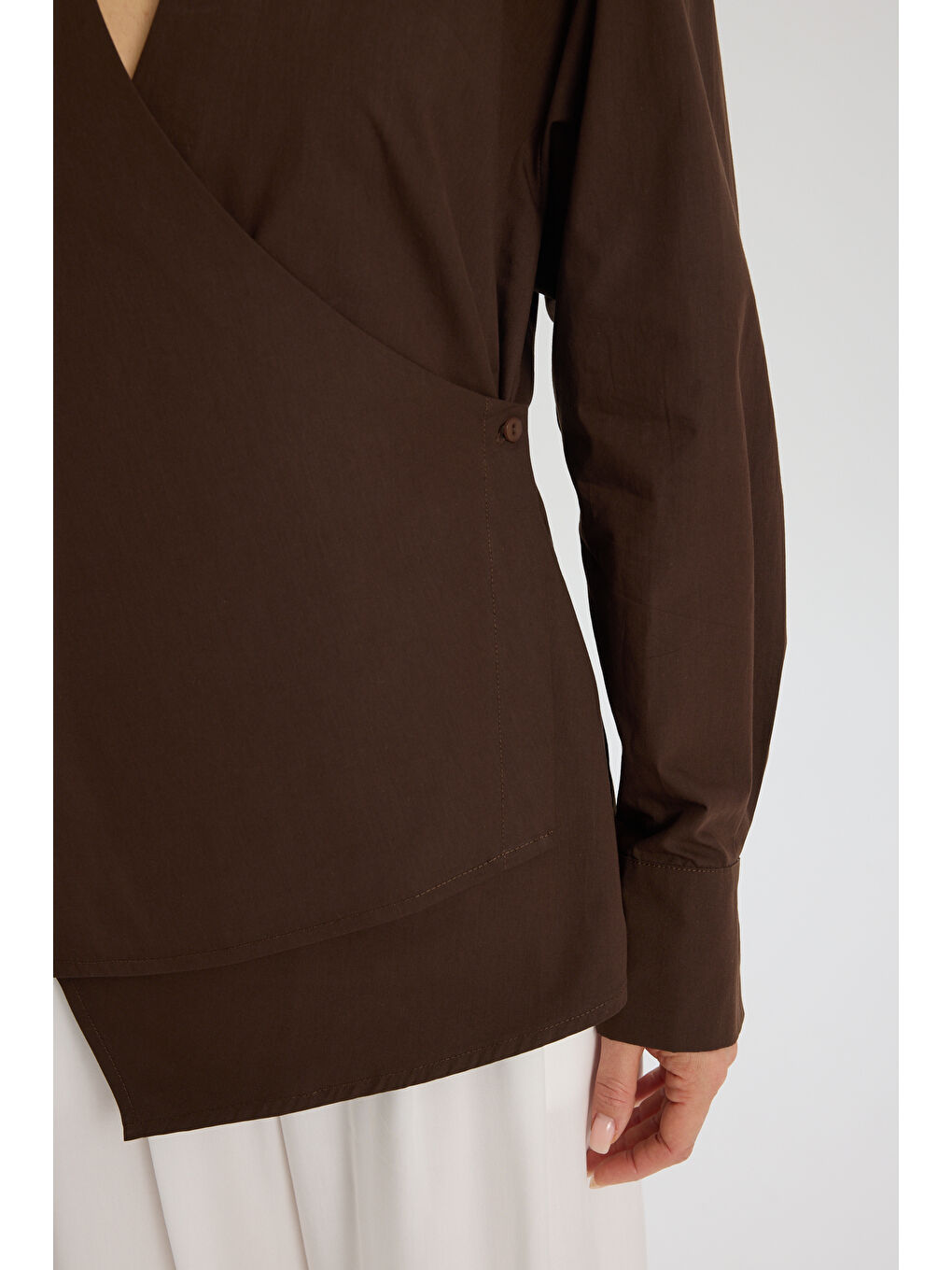 Kahverengi Bran Üçgen Kesim Kahve Gömlek-6