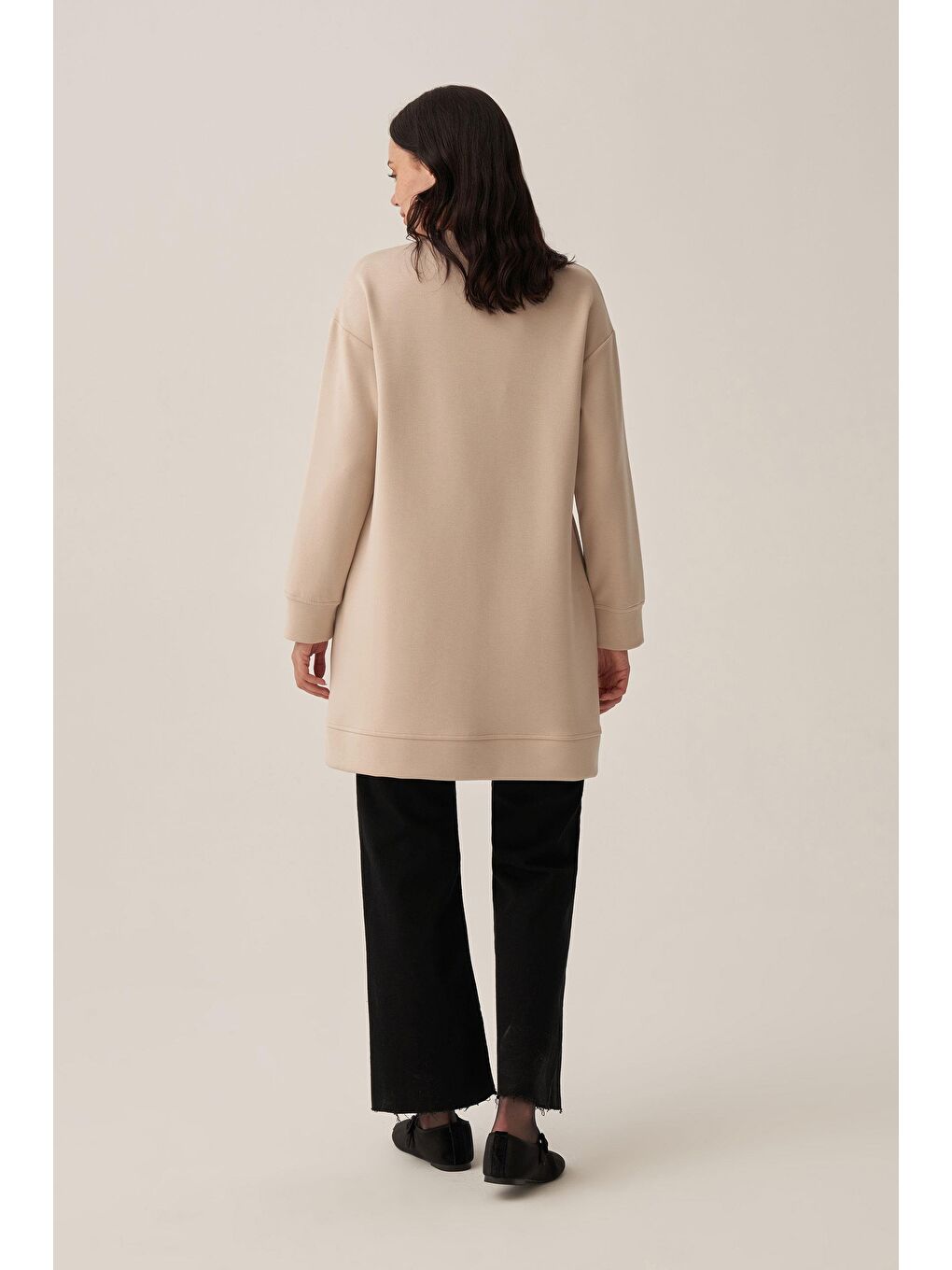 Bej Taş-Yumuşak Dokulu Nakışlı Sweatshirt-2